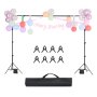 VEVOR Backdrop Stand, 7 x 10 ft Adjustable Photo Backdrop Stand Kit, Portable Background Backdrop Stand with 3 Crossbars, Heavy Duty Projector Screen Stand, for Wedding, Photo Video Studio & Party