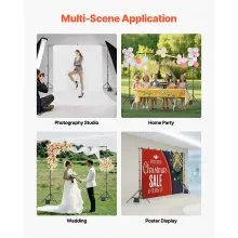 VEVOR Backdrop Stand, 7 x 10 ft Adjustable Photo Backdrop Stand Kit, Portable Background Backdrop Stand with 3 Crossbars, Heavy Duty Projector Screen Stand, for Wedding, Photo Video Studio & Party