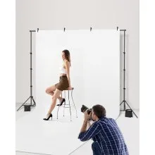 VEVOR Backdrop Stand, 7 x 10 ft Adjustable Photo Backdrop Stand Kit, Portable Background Backdrop Stand with 3 Crossbars, Heavy Duty Projector Screen Stand, for Wedding, Photo Video Studio & Party