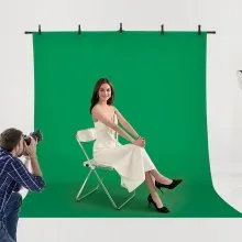VEVOR Backdrop Stand, 5 x 6.5 ft Adjustable Photo Backdrop Stand Kit, Portable Background Backdrop Stand with 3 Crossbars, Heavy Duty Projector Screen Stand, for Wedding, Photo Video Studio & Party