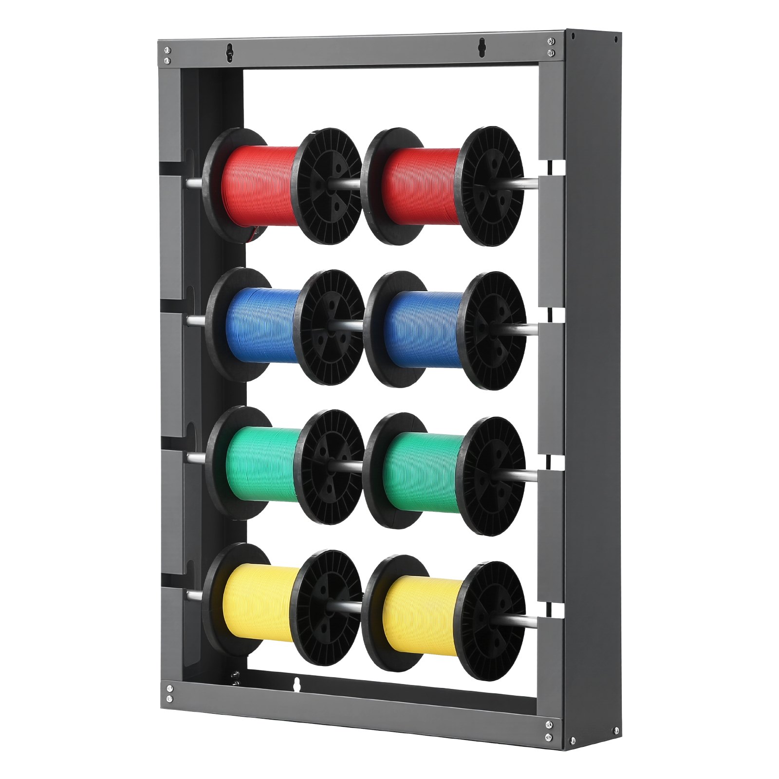 VEVOR Wire Spool Rack, 4 Adjustable Rods, Cold-Rolled Steel Wire Spool Holder Wall Mounted for Multi-Spools, Wiring Storage, 68kg / 150 lbs Capacity Cable Dispenser, for Electrical Industrial Retail Use