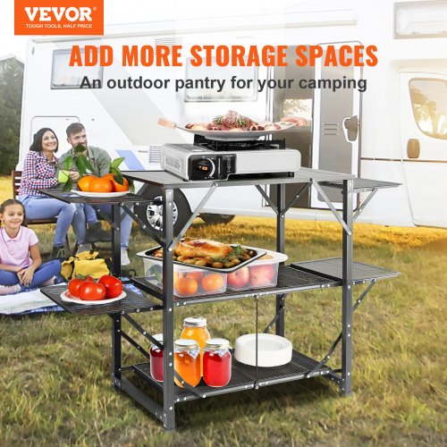 Mobilier de camping Vevor Cuisine De Camping Table Pliable Avec Étagères Et Évier En Alu 174x50x160cm Mobilier de camping Vevor Cuisine De Camping Table Pliable Avec Étagères Et Évier En Alu 174x50x160cm