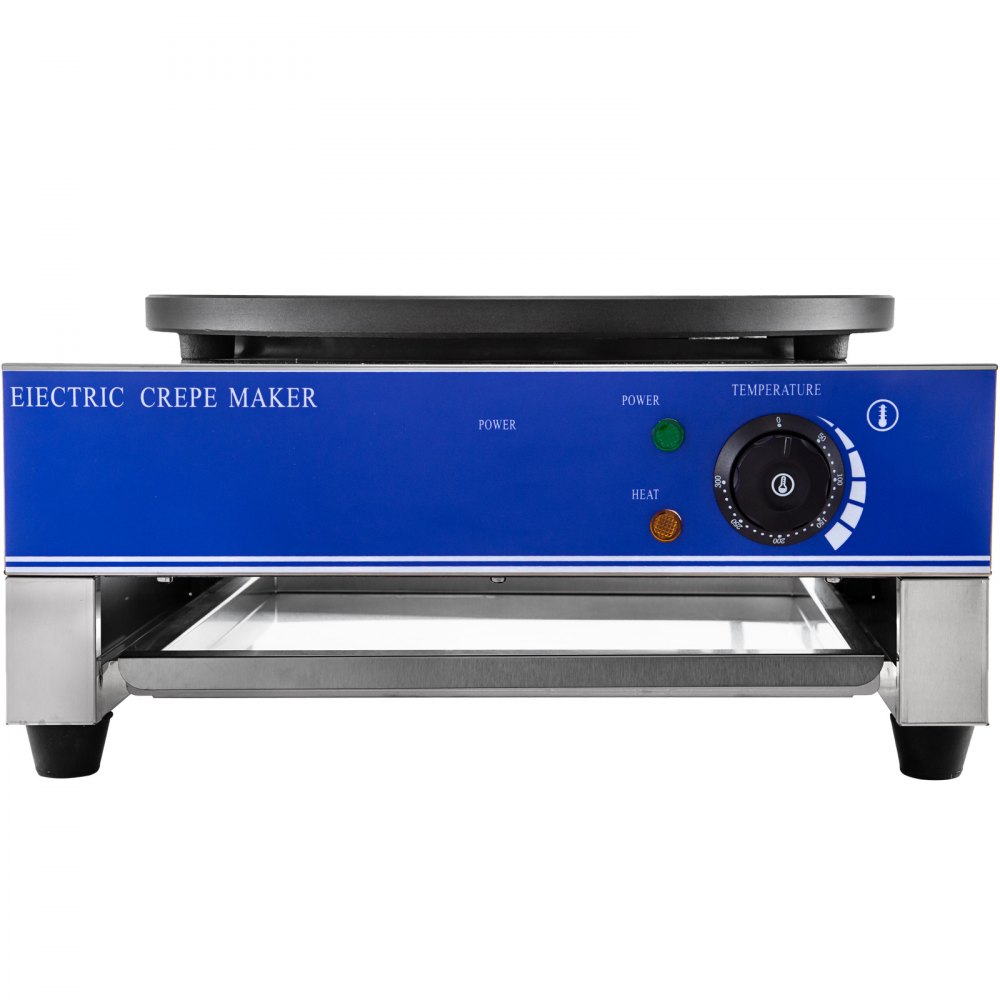 VEVOR Commercial Crepe Maker Single Head Crepe Machine Commercial 3KW Electric Crepe Maker 50-300°C Industrial Crepe Maker with 15.7-Inch Diameter Heating Plate Crepe Griddle Commercial Square