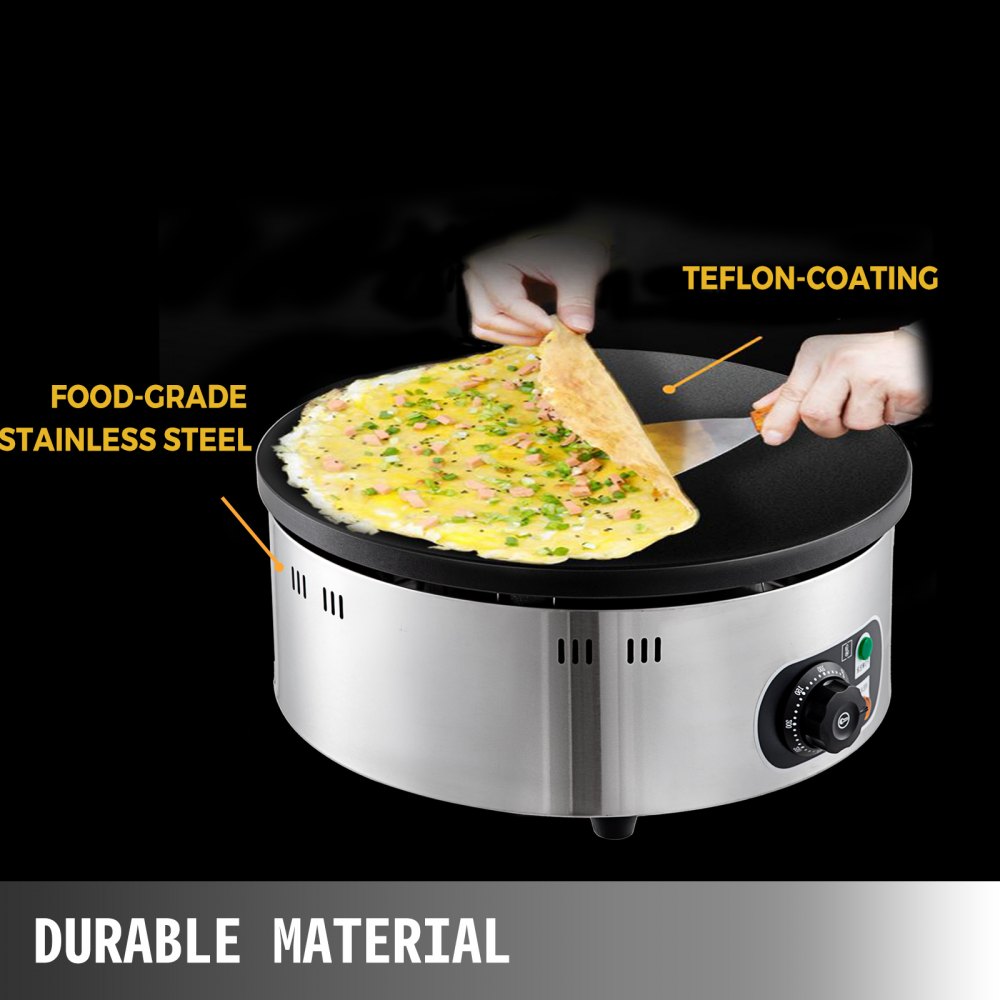 Portable Electric Crepe Maker, 110V Non-Stick Coating Crepe Pan, Auto  Temperature Control for Crepes, Pancakes, Bacon, Tortilla