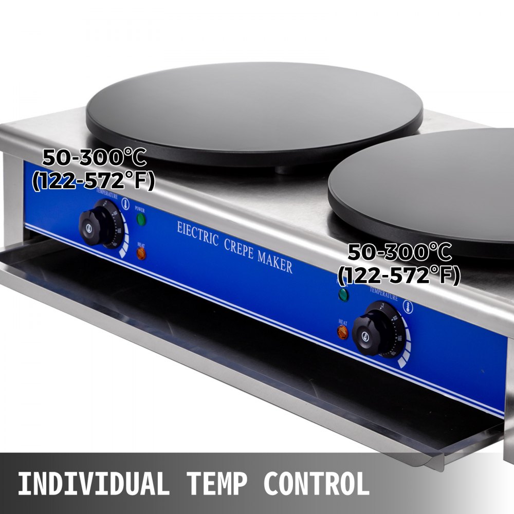 Electric Crepe Maker 2 Heads Breakfast Cooker Making Dessert Grill Plate Machine