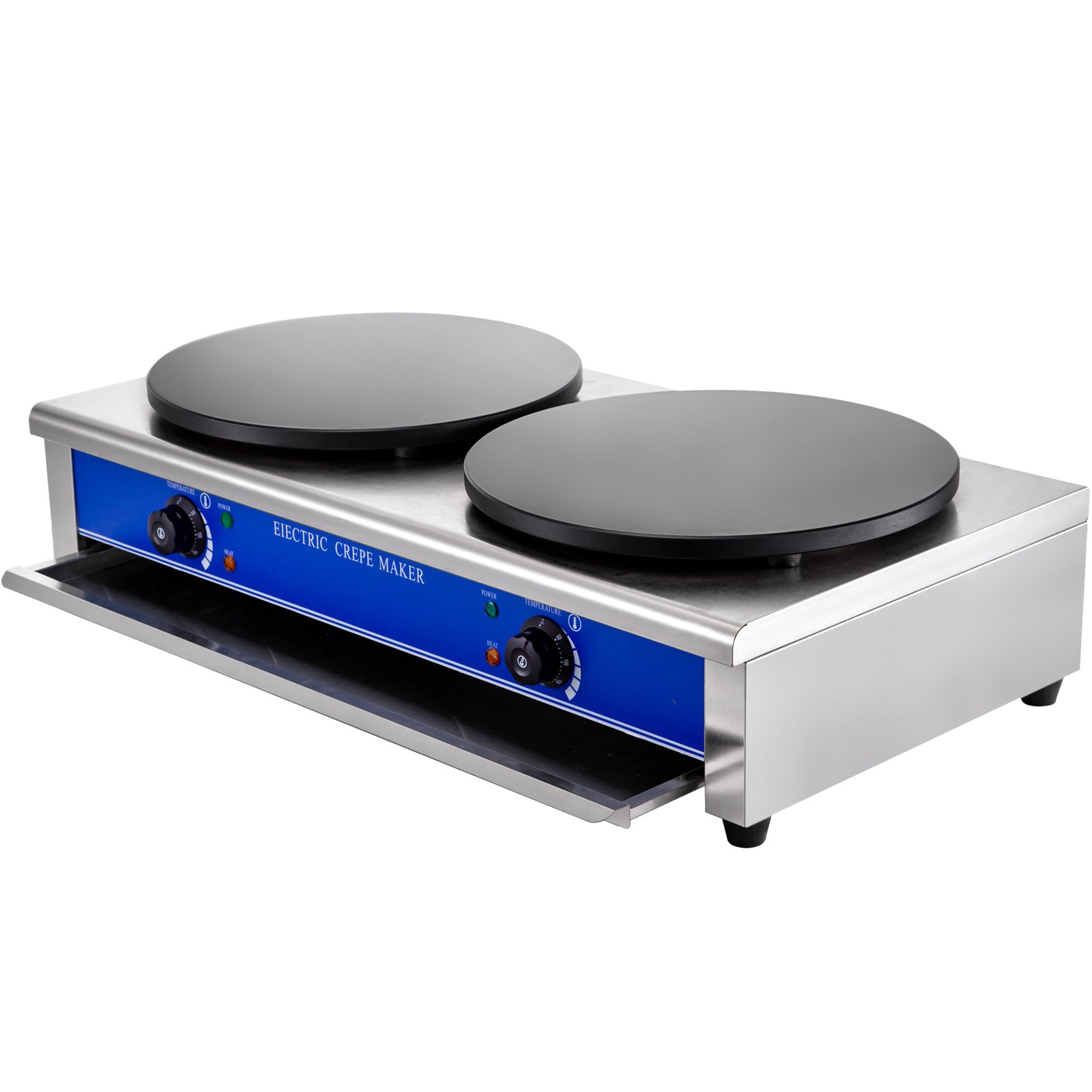 Electric Crepe Maker 2 Heads Breakfast Cooker Making Dessert Grill Plate Machine