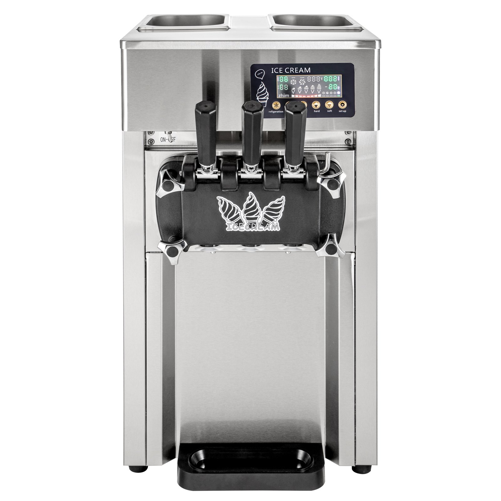 Commercial 3 Flavors Soft Ice Cream Machine 60hz Lcd Panel One-click Cleaning