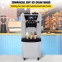 VEVOR Commercial Ice Cream Machine, 20-30L/H Yield, 2+1 Flavors Soft Serve Machine w/ Two 7L Hoppers 1.8L Cylinders Puffing Pre-Cooling Shortage Alarm, 2450W Frozen Yogurt Maker for Snack Bar Café
