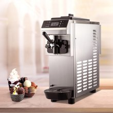 VEVOR Commercial Soft Ice Cream Machine, 13L/H (3.4Gal/H) Ice Cream Machine, Single-Flavor Gelato Machine Commercial w/Pre-Cooling, 1200W Countertop Yogurt Maker Machine w/LED Intelligent Panel