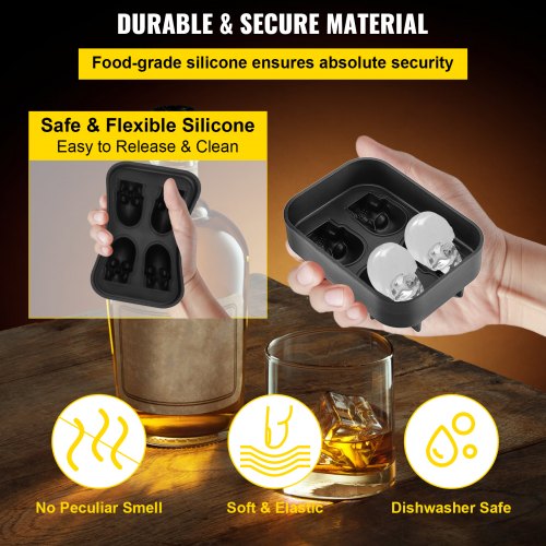 Hielera De Calavera X4 Cubitos Hielo Silicona Molde 3d Rayas | Cuotas Hielera De Calavera X4 Cubitos Hielo Silicona Molde 3d Rayas | Cuotas