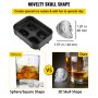 VEVOR Skull Ice Cube Tray, 4-Grid Skull Ice Ball Maker, Flexible Black Silicone Ice Tray with Lid & Funnel, Funny Skull Ice Cubes 1.6"x1.8" Each for Beverage, Chocolate, etc. on Parties & Holidays