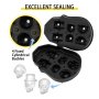 VEVOR Skull Ice Cube Tray, 6-Grid Skull Ice Ball Maker, Flexible Black Silicone Ice Tray with Lid & Funnel, Skull Ice Cubes in 3 Distinct Patterns for Beverages & Chocolates on Parties & Holidays