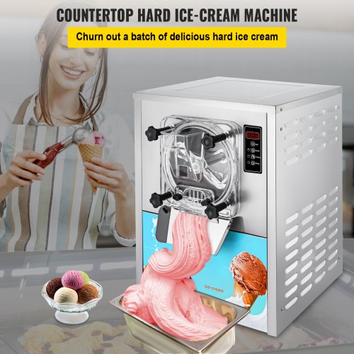 VEVOR Commercial Ice Cream Machine 1400W 20/5.3Gallon Per Hour Hard Serve Ice Cream Maker with LED Display Screen Auto Shut-Off Timer One Flavors Perfect for Restaurants Snack Bar supermarkets