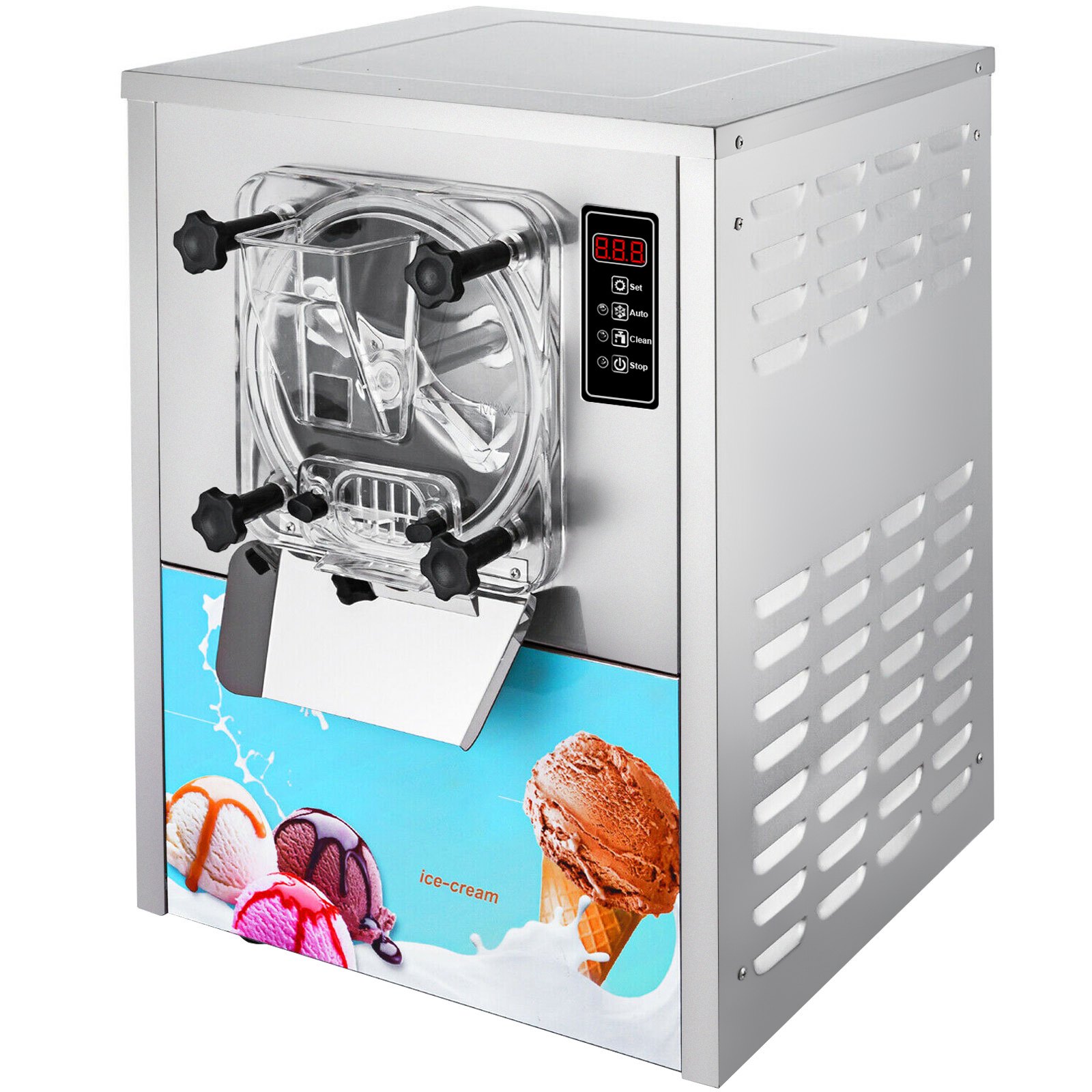 VEVOR Hard Ice Cream Machine 1400W Commercial Ice Cream Machine 3.5-4.5Gal/H Professional Ice Cream Maker Stainless Steel Ice Cream Perfect for Restaurants Cafes Shops