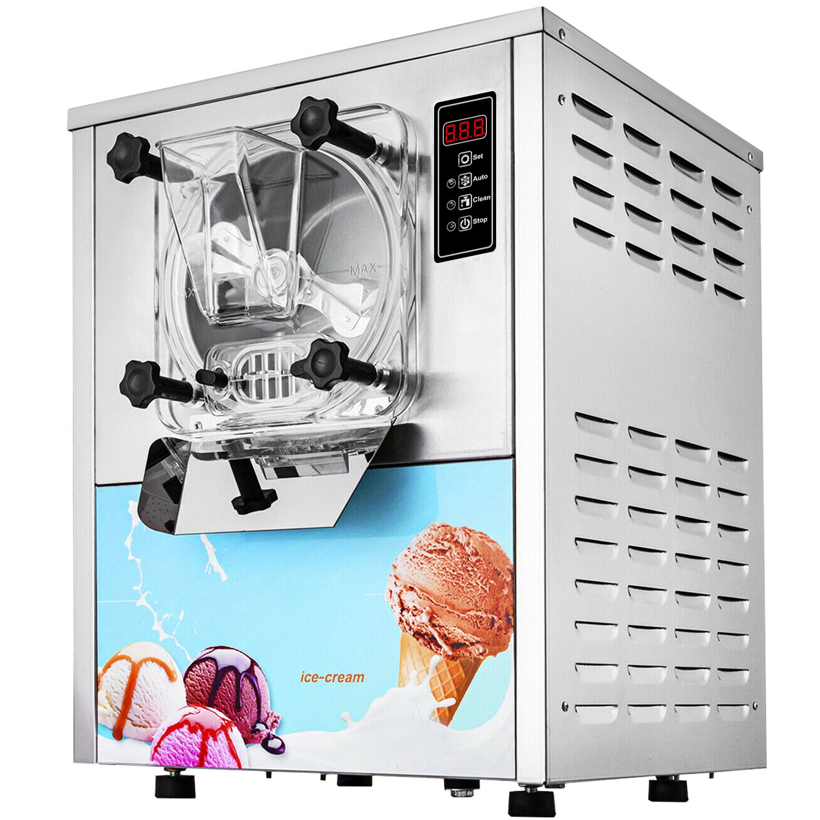 VEVOR Hard Ice Cream Machine 1400W Commercial Ice Cream Machine 3.5-4.5Gal/H Professional Ice Cream Maker Stainless Steel Ice Cream Perfect for Restaurants Cafes Shops