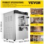 VEVOR Commercial Ice Cream Machine 1400W 20/5.3 Gph Hard Serve Ice Cream Maker with LED Display Screen Auto Shut-Off Timer One Flavors Perfect for Restaurants Snack bar Supermarkets