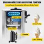 VEVOR Commercial Soft Ice Cream Machine, 3 Flavors Ice Cream Machine w/Pre-Cooling, 5.3-7.4 Gal/H Gelato Machine Commercial, 2200W Countertop Commercial Yogurt Maker Machine, w/LCD Intelligent Panel