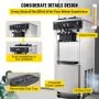 VEVOR - Máquina comercial para hacer helado suave, 2200 W, yogurtera, 3 sabores, 5,3 a 7,4 galones por hora, pantalla LCD autolimpiable, para restaurantes y bares, acero inoxidable