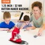 VEVOR Button Maker Machine, 32 mm (1.25 inch) Badge Punch Press Kit, Children DIY Gifts Pin Maker, Button Making Supplies with 500pcs Button Parts & Circle Cutter & Magic Book
