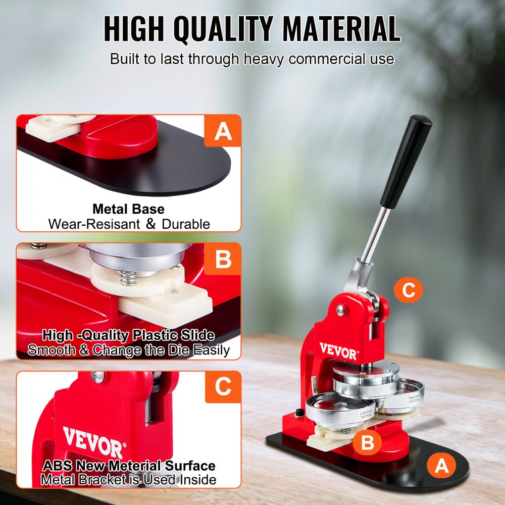 VEVOR Button Maker Machine, 75 mm (3 inch) Badge Punch Press Kit, Children DIY Gifts Pin Maker, Button Making Supplies with 500pcs Button Parts & Circle Cutter & Magic Book