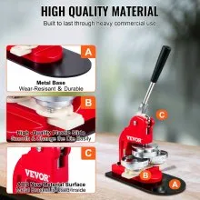VEVOR Button Maker Machine, 75 mm (3 inch) Badge Punch Press Kit, Children DIY Gifts Pin Maker, Button Making Supplies with 500pcs Button Parts & Circle Cutter & Magic Book