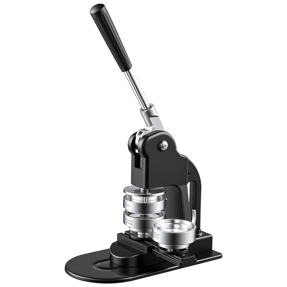 VEVOR Button Maker Machine 2.25"/58mm Pin Maker 500pcs Button Parts Black, with Circle Cutter, Magic Book, and Hex Wrenches, Ergonomic Handle, for DIY Badges, Pins, Fridge Magnets and Key Chains