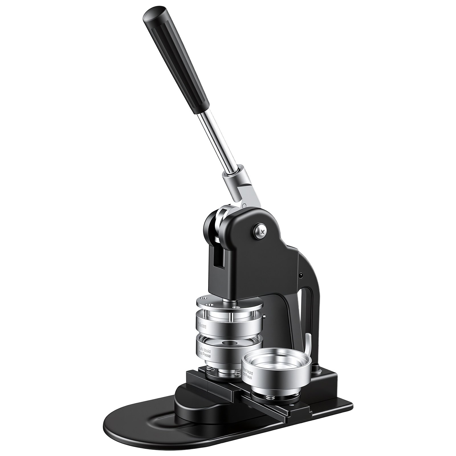 VEVOR Button Maker Machine 2.25"/58mm Pin Maker 500pcs Button Parts Black, with Circle Cutter, Magic Book, and Hex Wrenches, Ergonomic Handle, for DIY Badges, Pins, Fridge Magnets and Key Chains