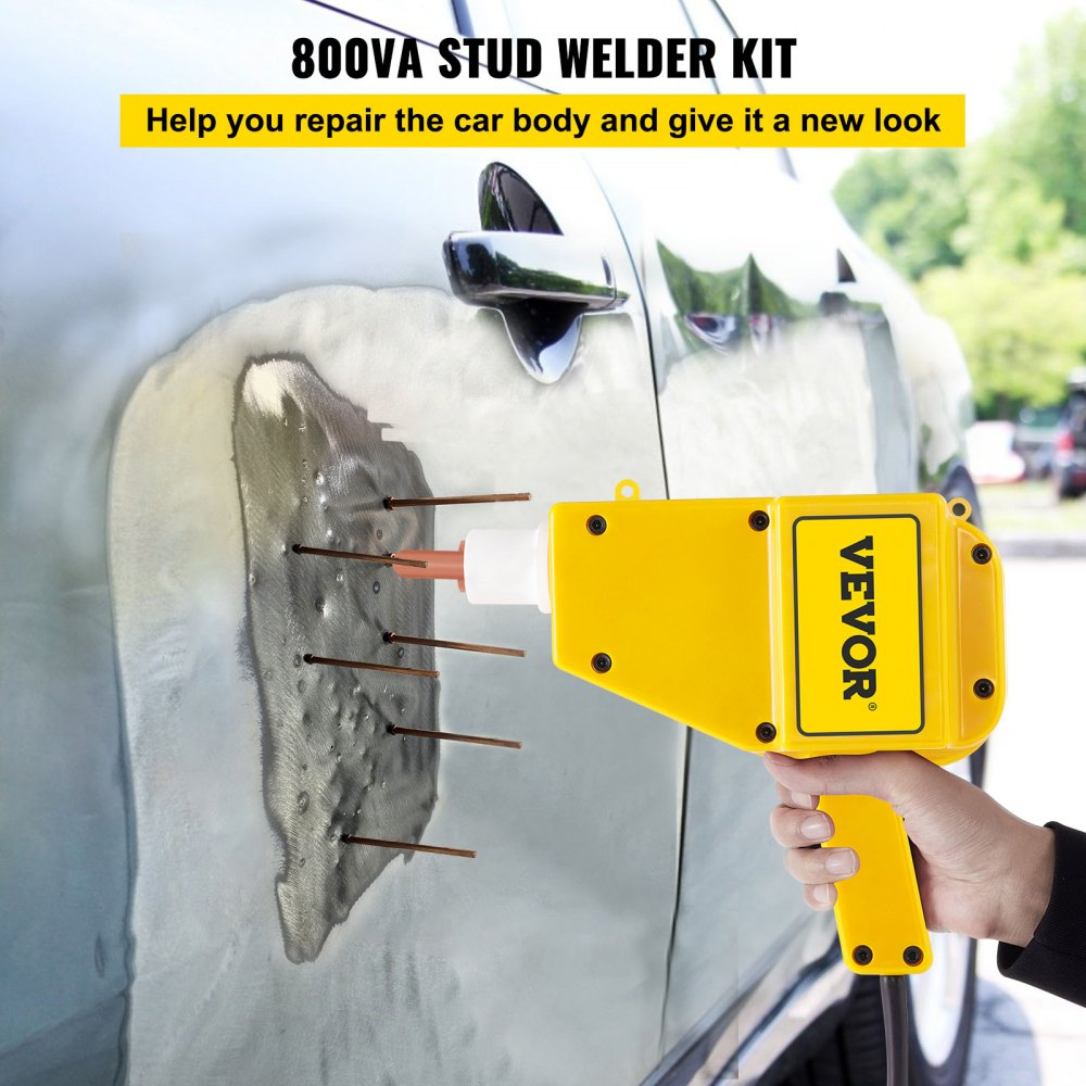VEVOR Stud Welder Kit, 4550 Stud Welder Dent Repair Kit, 800 VA Spot Welder Stud, 110V Welder Stud Kit, Stud Gun Dent Puller Kit with Complete Accessories, Dent Welder Repair for Auto Body Repairing