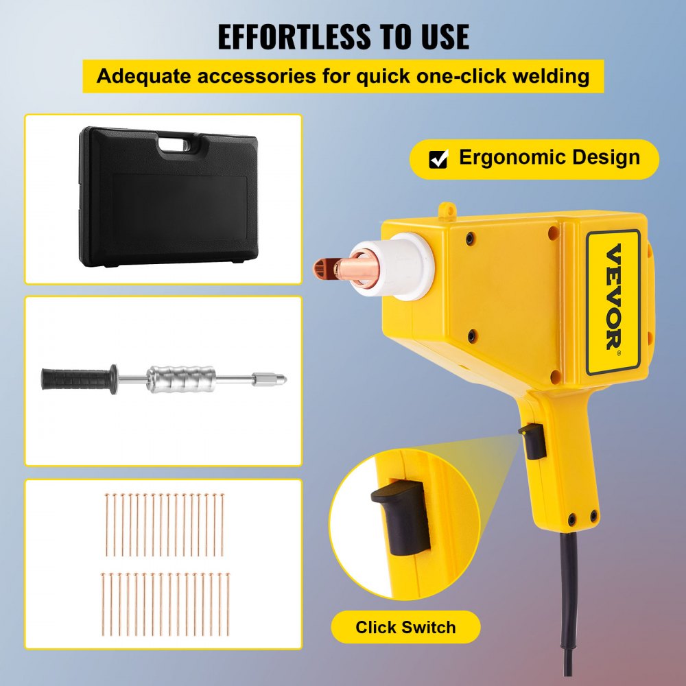 VEVOR Stud Welder Kit, 4550 Stud Welder Dent Repair Kit, 800 VA Spot Welder Stud, 110V Welder Stud Kit, Stud Gun Dent Puller Kit with Complete Accessories, Dent Welder Repair for Auto Body Repairing