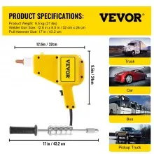 VEVOR Auto Body Dent Repair Kit Stud Welder Kit 800VA Stud Dent Puller Spot