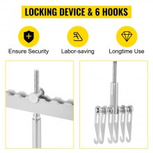 VEVOR Dent Pull Lever Bar 6 Claw Hook Dent Puller Single Leg Lifter Portable Dent Pull Bar Aluminum Alloy for Car Dent Repairing