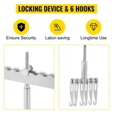 VEVOR Dent Pull Lever Bar 6 Claw Hook Dent Puller Single Leg Lifter Portable Dent Pull Bar Aluminum Alloy for Car Dent Repairing