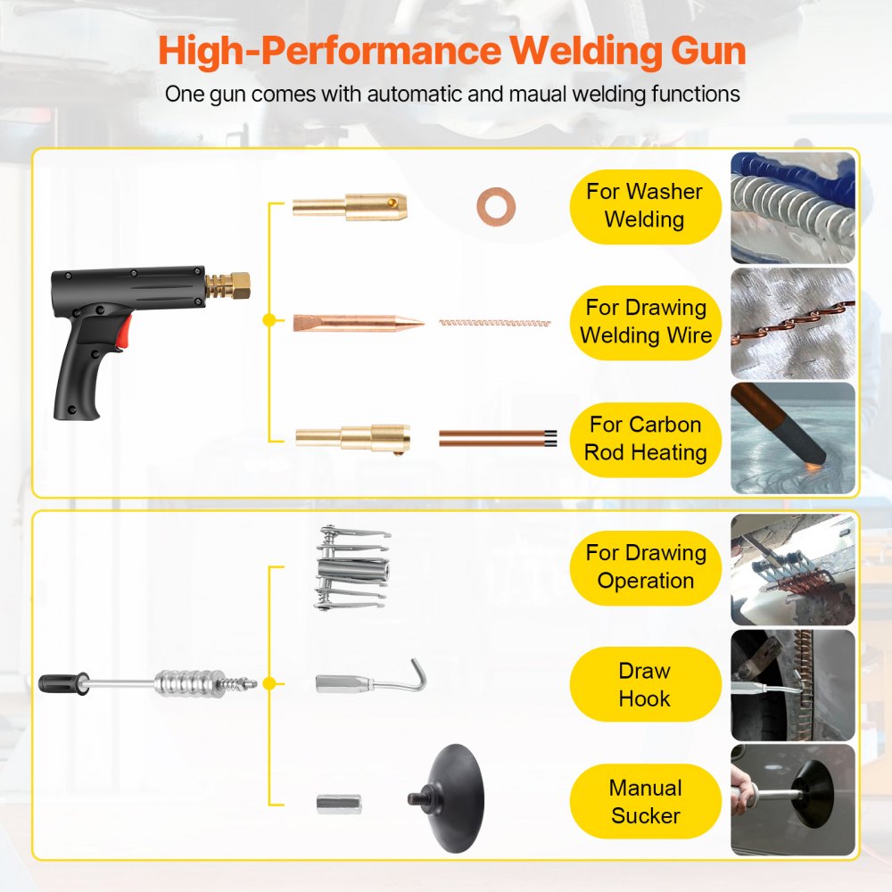 VEVOR Stud Welder Dent Repair Kit, Spot Welding Machine with Slide Hammer Dent Puller, Professional Dent Removal Kit for Auto Body Dent Repair