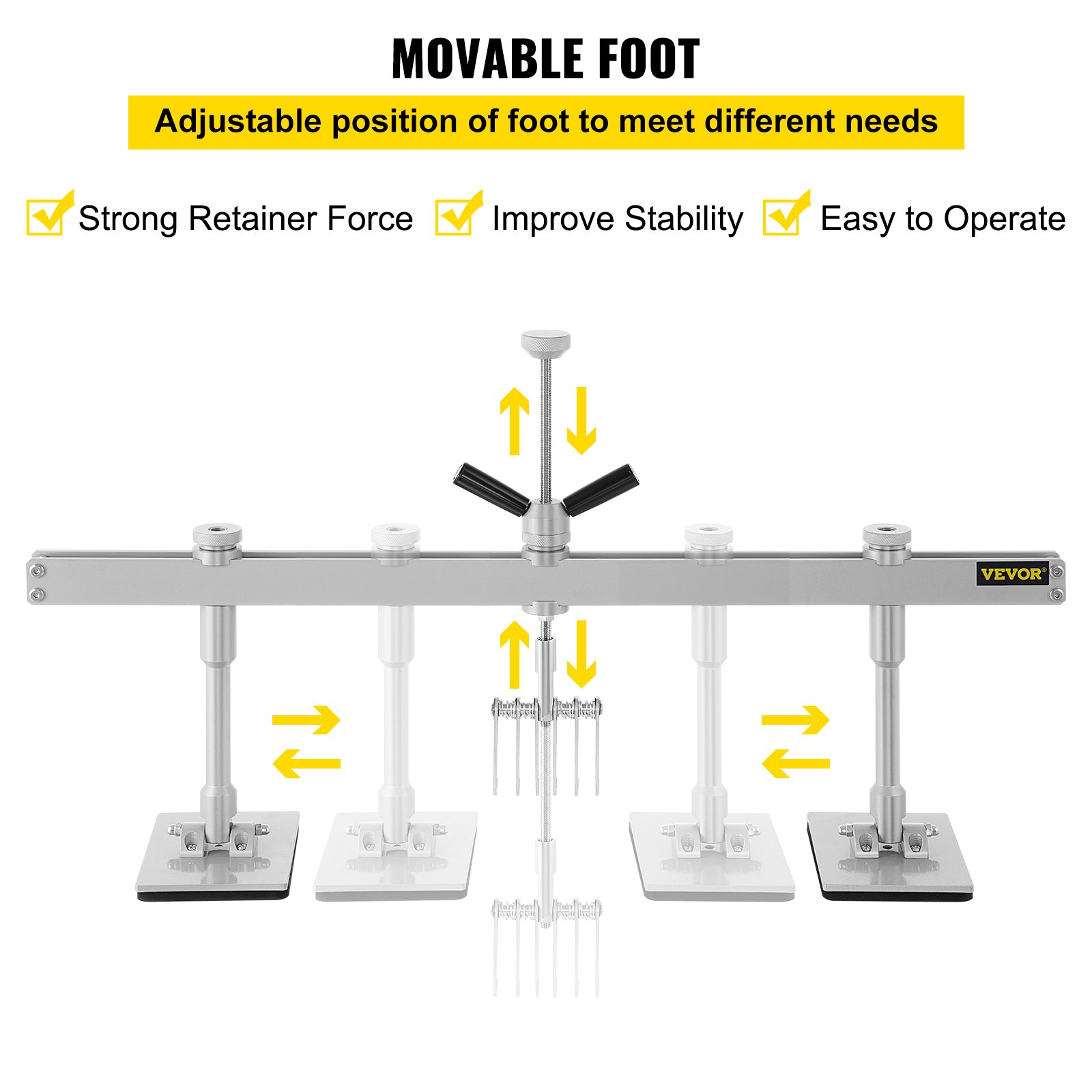 VEVOR Car Dent Puller Kit, 85CM Dent Pull Lever 6 Claw Hook Accessories, Paintless Dent Removal Kit Dent Pull Lever Bar Kit for Auto Body Repair Door Dings and Hail Damage