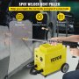 VEVOR dent puller demonstrating car body repair with spot welder and small welding traces.