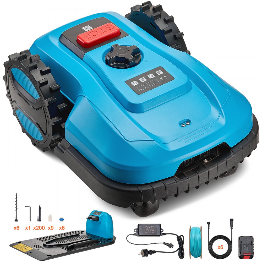 VEVOR Robotic Lawn Mower for 500 qm Lawn 20V 4Ah APP Control Blue