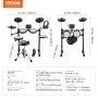 Set de tobe electrice VEVOR, 15 seturi de tobe și 150 de sunete, suport USB MIDI, set de tobe electrice cu plasă silențioasă de 8 inch cu cinele de 10 inch, bețe de tobă și căști, pentru începători și adulți