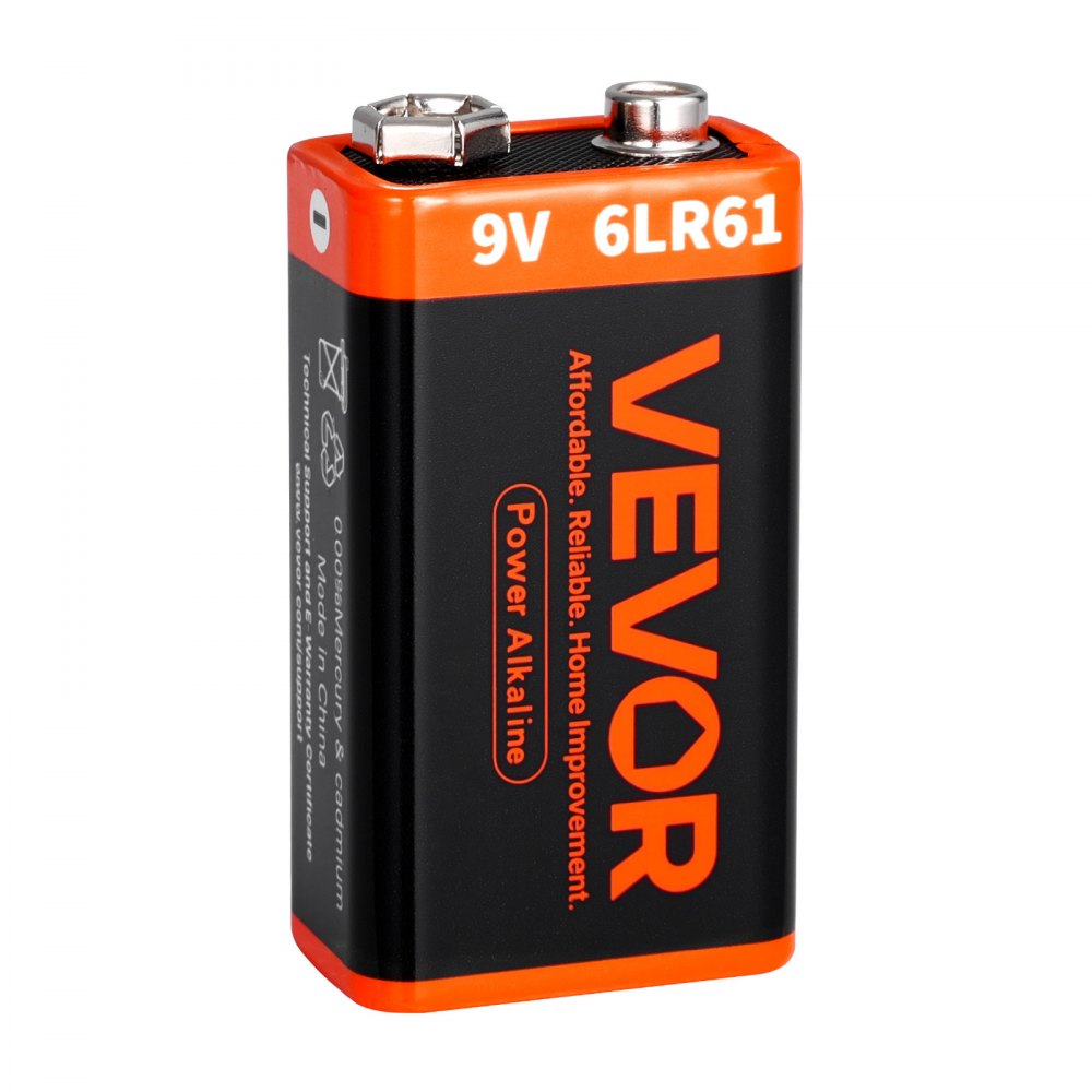 VEVOR 9V Alkaline Batteries, 12-Pack, 9 Volt Square Battery for Smoke Detector, 10-Year Shelf Life, Long Lasting, All-Purpose, for Fire Alarm, Household Office Business Devices, Electronics & Audio