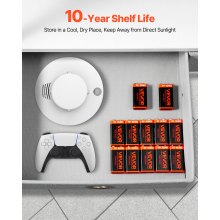 9V Alkaline Batteries 12-Pack 9 Volt Battery for Smoke Detector Long Lasting