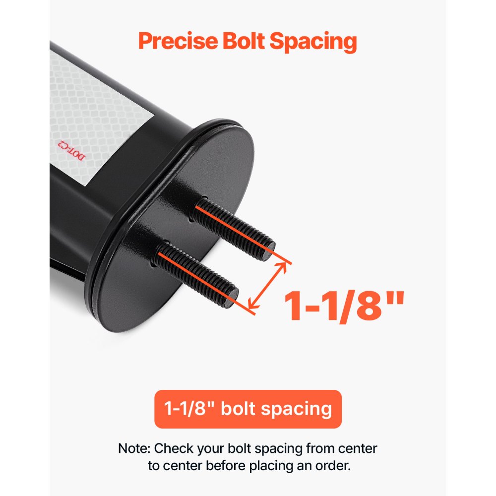 VEVOR Angled Spring Loaded Mud Flap Hangers, 1-1/8" (28.6mm) Bolt Spacing Mudflap Hangers for Semi Trucks, 1 Pair Heavy Duty Semi Truck Mud Flap Hanger Set with Reflective Strips, Black