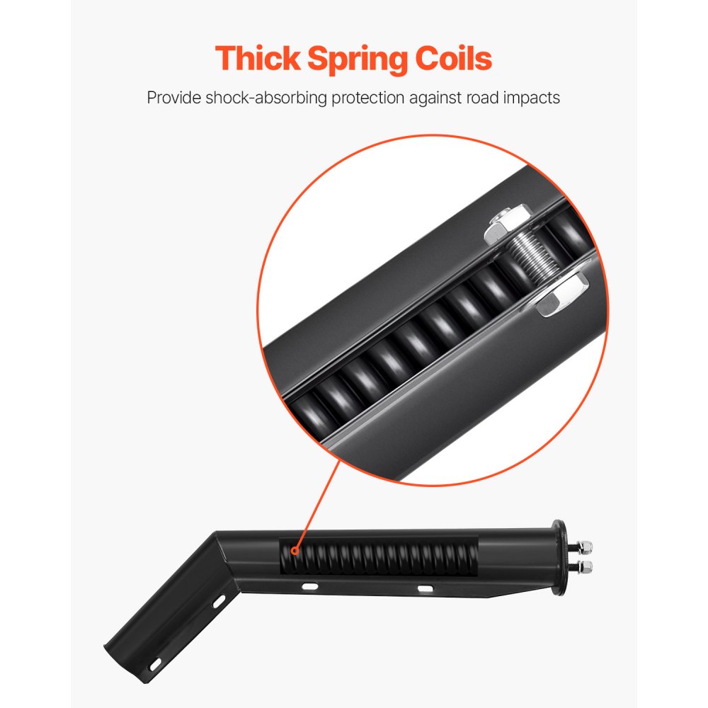 VEVOR Angled Spring Loaded Mud Flap Hangers, 1-1/8" (28.6mm) Bolt Spacing Mudflap Hangers for Semi Trucks, 1 Pair Heavy Duty Semi Truck Mud Flap Hanger Set with Reflective Strips, Black