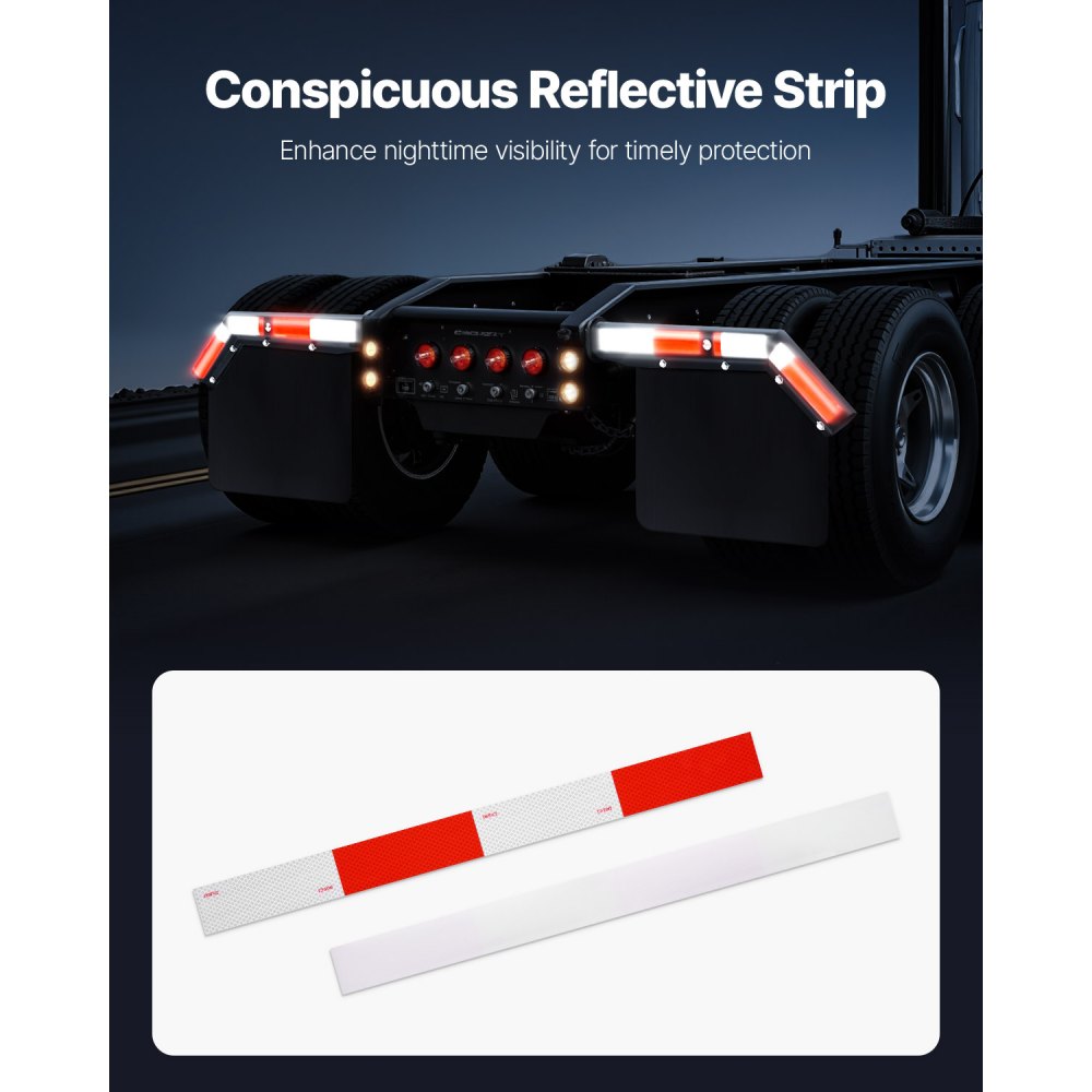 VEVOR Angled Spring Loaded Mud Flap Hangers, 1-1/8" (28.6mm) Bolt Spacing Mudflap Hangers for Semi Trucks, 1 Pair Heavy Duty Semi Truck Mud Flap Hanger Set with Reflective Strips, Black