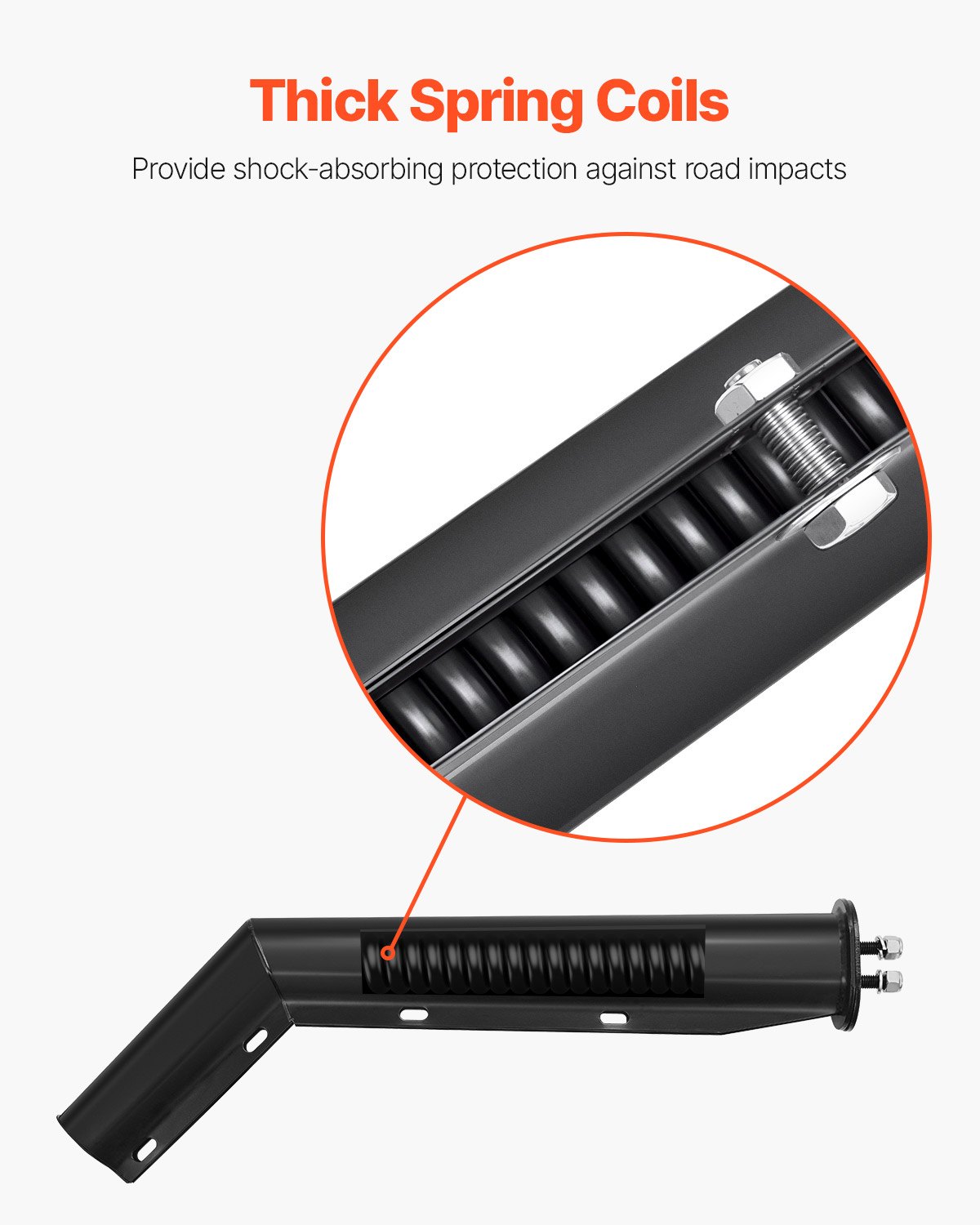 VEVOR Angled Spring Loaded Mud Flap Hangers, 1-1/8" (28.6mm) Bolt Spacing Mudflap Hangers for Semi Trucks, 1 Pair Heavy Duty Semi Truck Mud Flap Hanger Set with Reflective Strips, Black