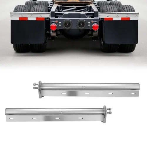 VEVOR Chrome Straight Spring Loaded Mud Flap Hangers, 1-1/8" (28.6mm) Bolt Spacing Mudflap Hangers for Semi Trucks, 1 Pair Heavy Duty Semi Truck Mud Flap Hanger Set with Reflective Strips, Silver