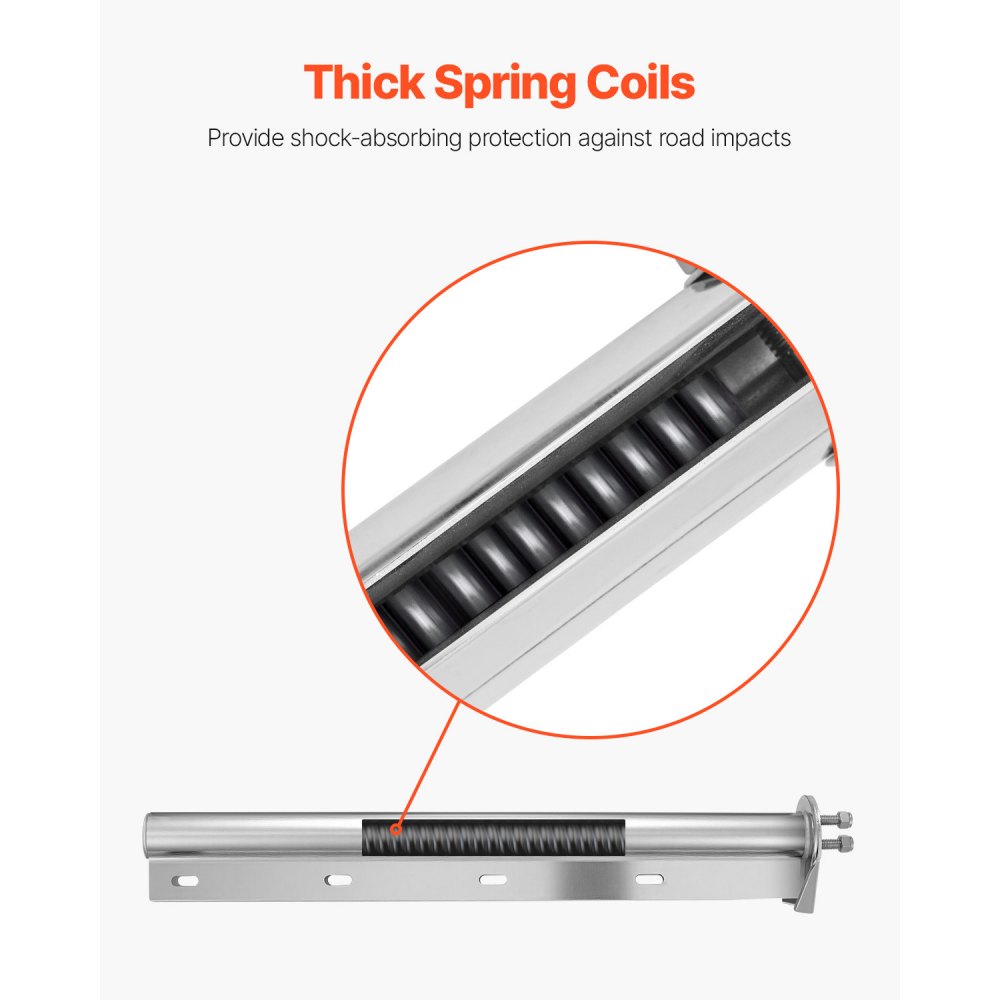 VEVOR Chrome Straight Spring Loaded Mud Flap Hangers, 1-1/8" (28.6mm) Bolt Spacing Mudflap Hangers for Semi Trucks, 1 Pair Heavy Duty Semi Truck Mud Flap Hanger Set with Reflective Strips, Silver