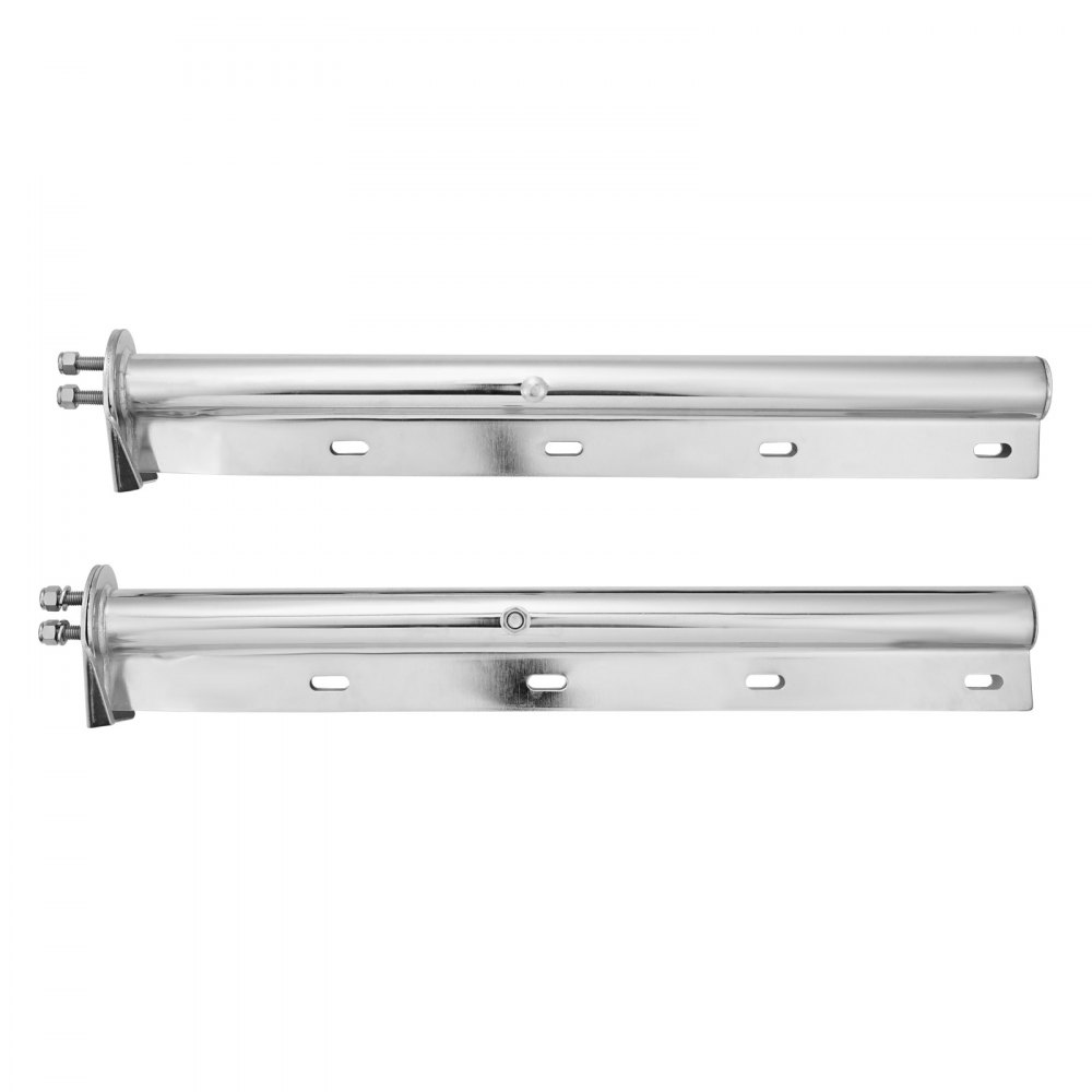 VEVOR Chrome Straight Spring Loaded Mud Flap Hangers, 1-1/8" (28.6mm) Bolt Spacing Mudflap Hangers for Semi Trucks, 1 Pair Heavy Duty Semi Truck Mud Flap Hanger Set with Reflective Strips, Silver