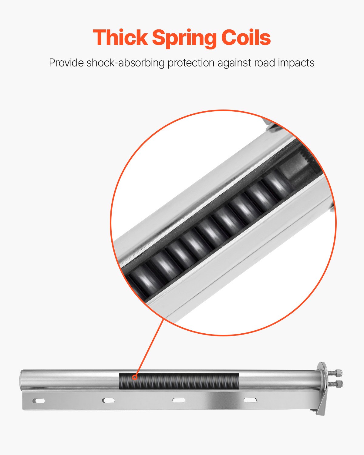 VEVOR Chrome Straight Spring Loaded Mud Flap Hangers, 1-1/8" (28.6mm) Bolt Spacing Mudflap Hangers for Semi Trucks, 1 Pair Heavy Duty Semi Truck Mud Flap Hanger Set with Reflective Strips, Silver