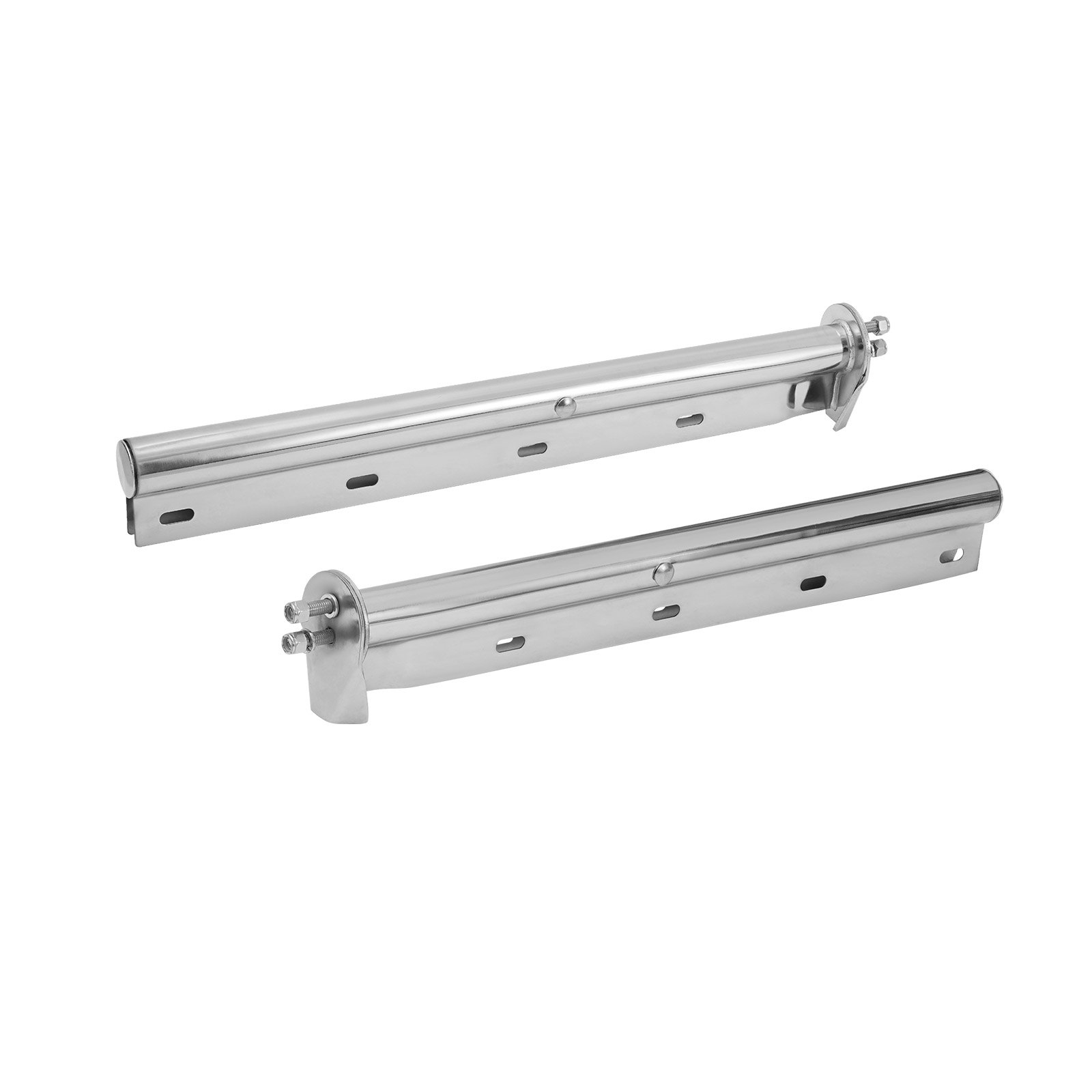 VEVOR Chrome Straight Spring Loaded Mud Flap Hangers, 1-1/8" (28.6mm) Bolt Spacing Mudflap Hangers for Semi Trucks, 1 Pair Heavy Duty Semi Truck Mud Flap Hanger Set with Reflective Strips, Silver