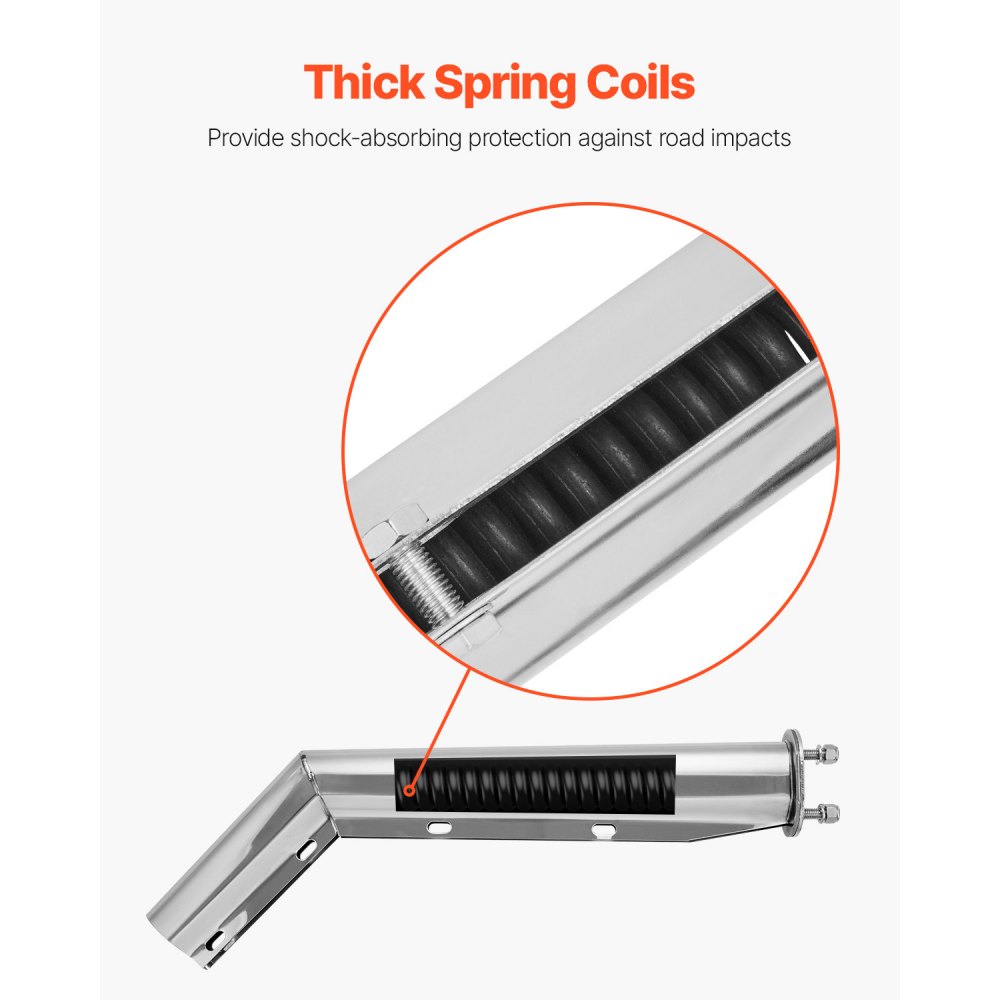 VEVOR Stainless Steel Angled Spring Loaded Mud Flap Hangers, 2-1/2" (63.5mm) Bolt Spacing Mudflap Hangers for Semi Trucks, 1 Pair Heavy Duty Semi Truck Mud Flap Hanger Set with Reflective Strips, Silver