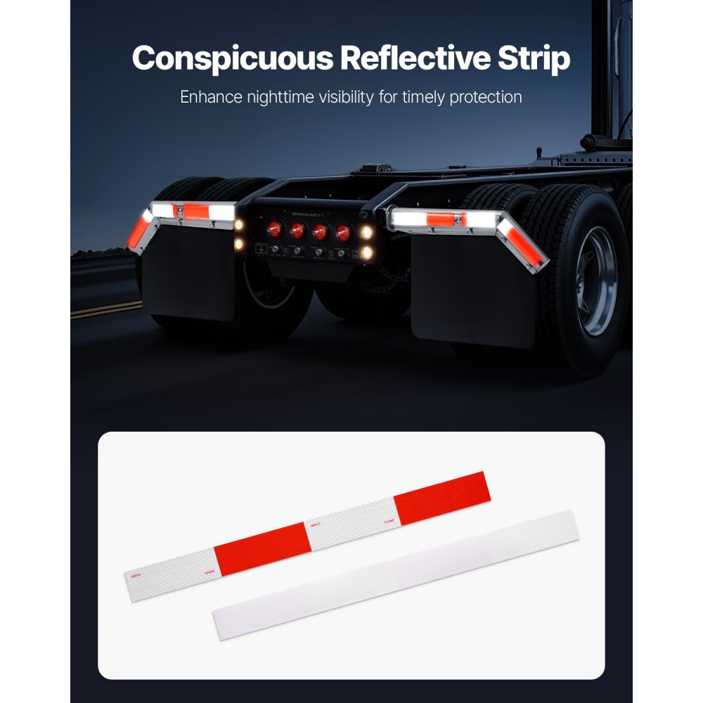 VEVOR Stainless Steel Angled Spring Loaded Mud Flap Hangers, 2-1/2" (63.5mm) Bolt Spacing Mudflap Hangers for Semi Trucks, 1 Pair Heavy Duty Semi Truck Mud Flap Hanger Set with Reflective Strips, Silver